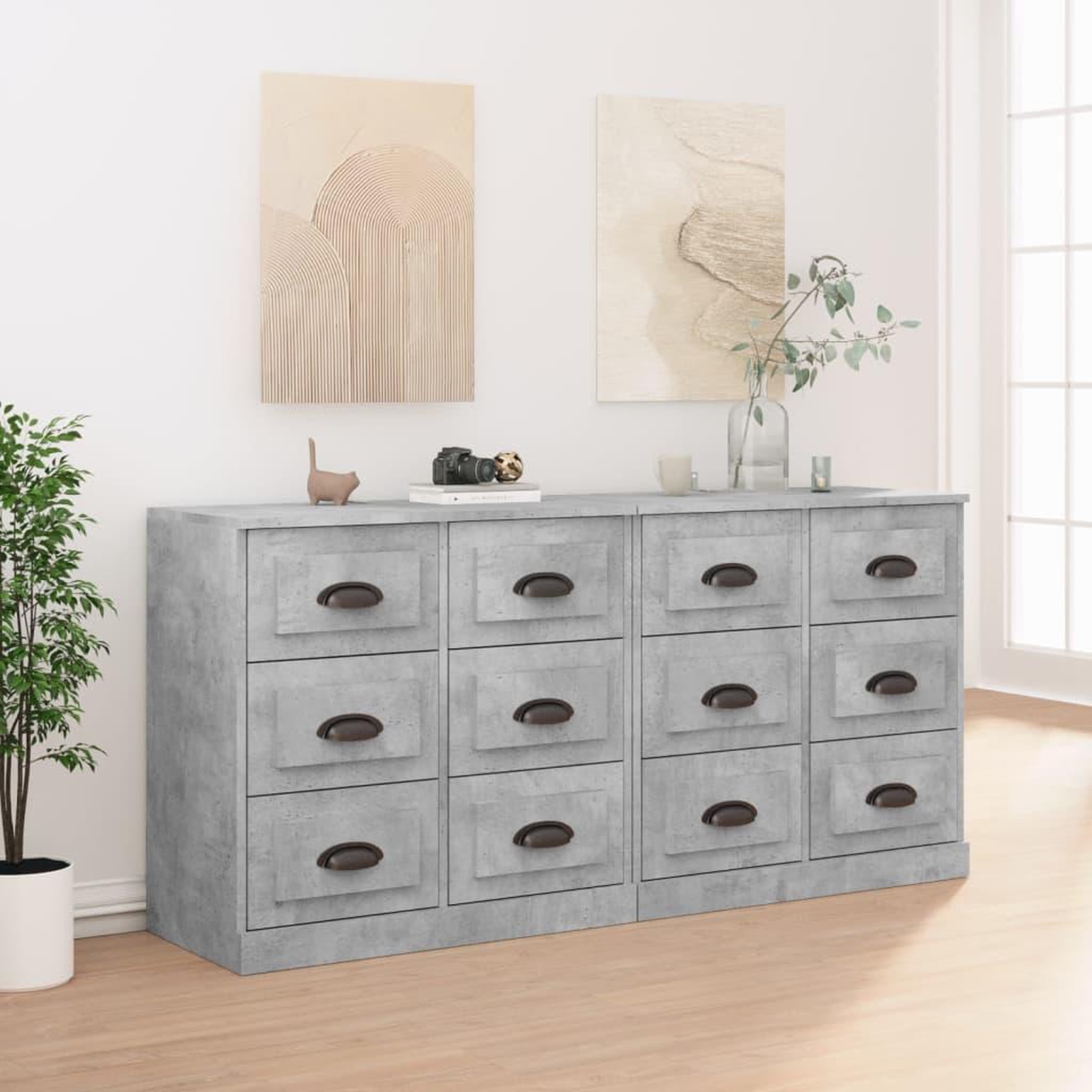 VIDAXL Buffets 2 pcs gris beton bois d'ingenierie