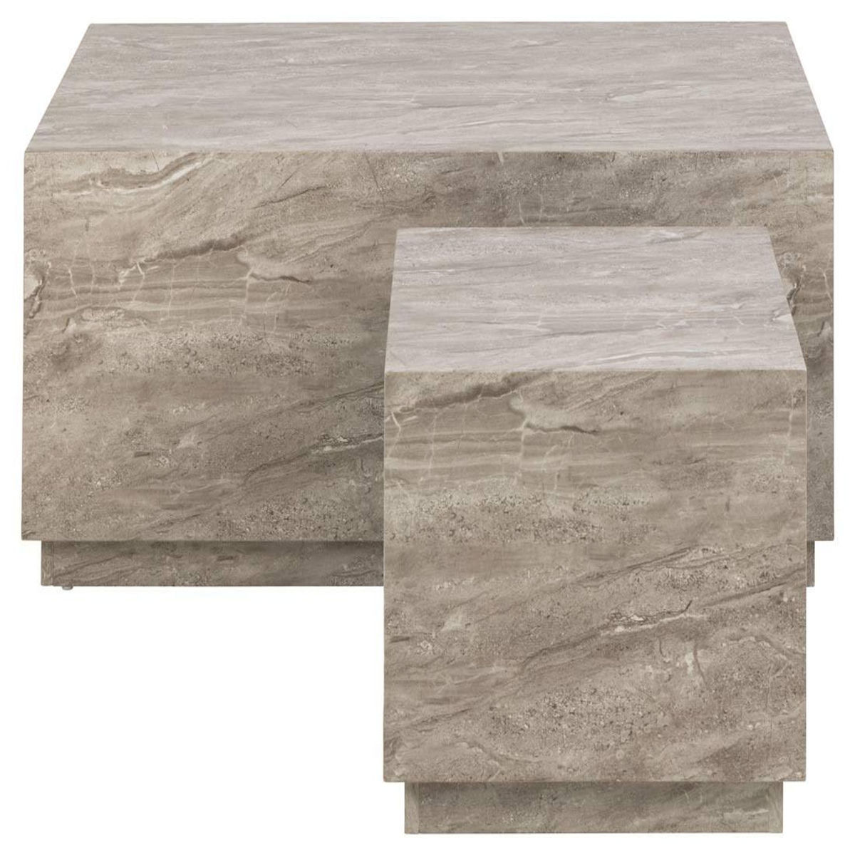 LISA DESIGN Pueblo - lot de 2 tables basses - effet marbre gris - 100 et 44 cm