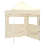 VIDAXL Tente de reception pliable avec 2 parois 2x2 m Acier Creme