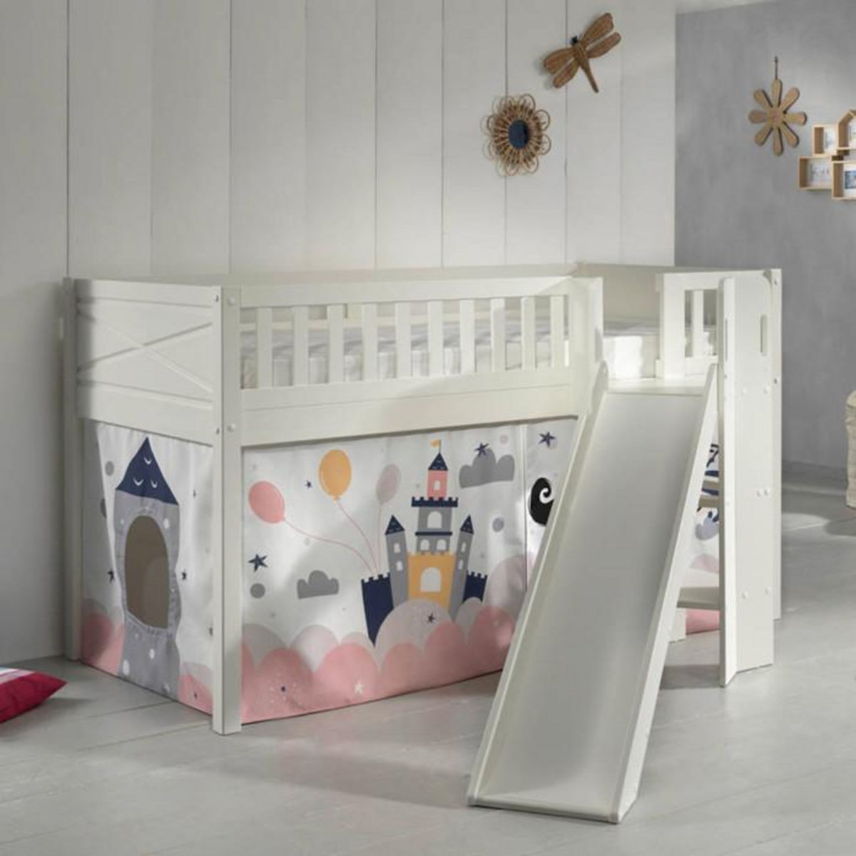 Paris Prix Lit Enfant Toboggan & Tente  Scott Princesse Sophie  90x200cm Blanc