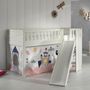 Voir la diapositive 5 : Paris Prix Lit Enfant Toboggan & Tente  Scott Princesse Sophie  90x200cm Blanc