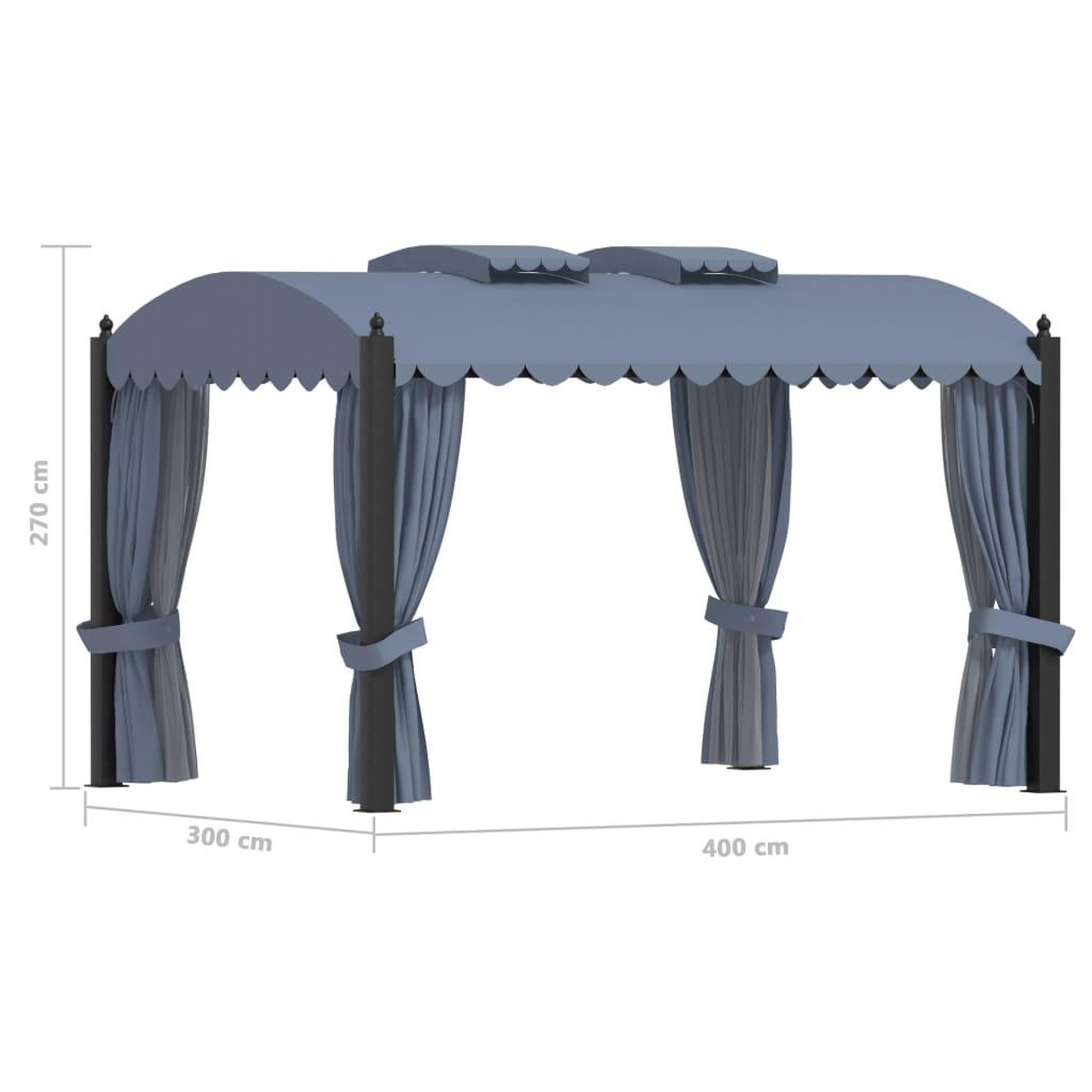 Voir la diapositive 6 : VIDAXL Tonnelle avec rideaux 3x4 m anthracite acier