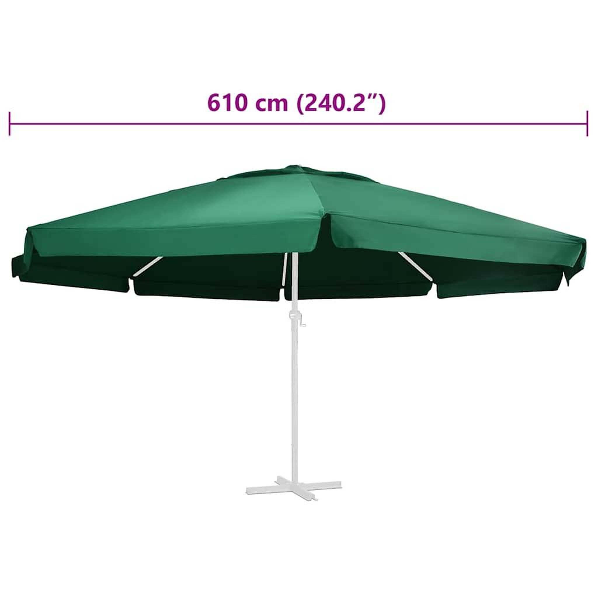 Voir la diapositive 6 : VIDAXL Tissu de remplacement pour parasol d'exterieur Vert 610 cm