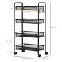 Voir la diapositive 3 : HOMCOM Chariot de service desserte de cuisine à roulettes 4 paniers métalliques amovibles 4 crochets acier noir