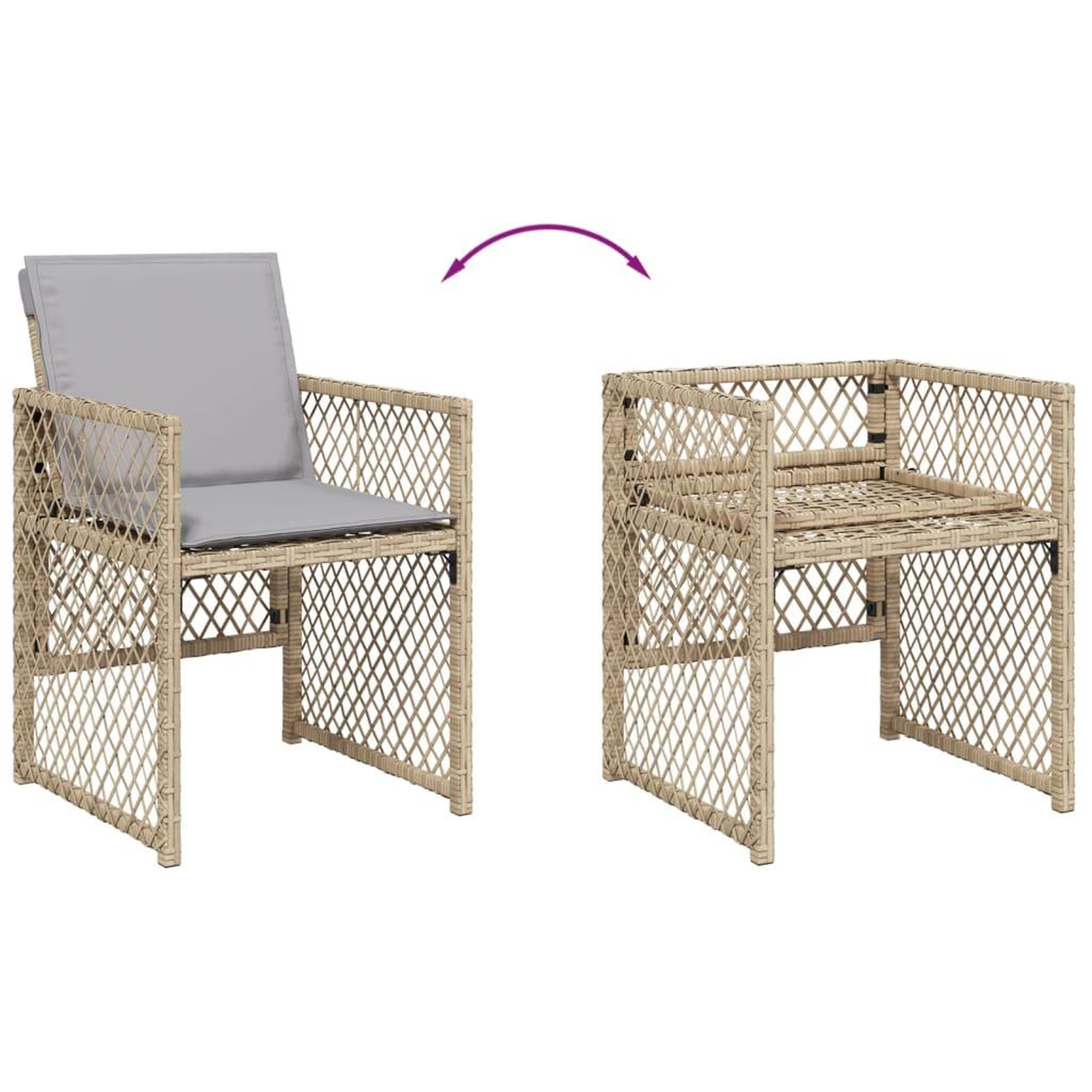 Voir la diapositive 5 : VIDAXL Ensemble a manger de jardin et coussins 9 pcs melange beige