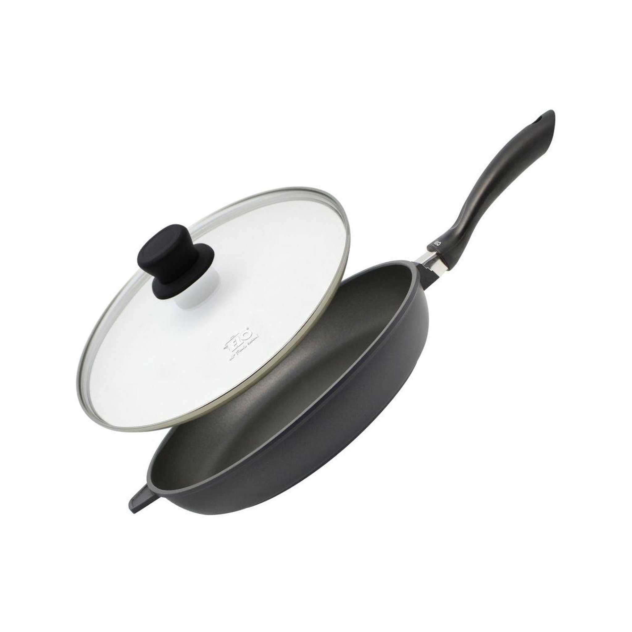 ELO Poêle à frire 32 cm avec couvercle en verre sans pfas elo alucast