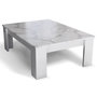 Voir la diapositive 2 : BEST MOBILIER Amaury - table basse - blanc - plateau effet marbre - 126 cm