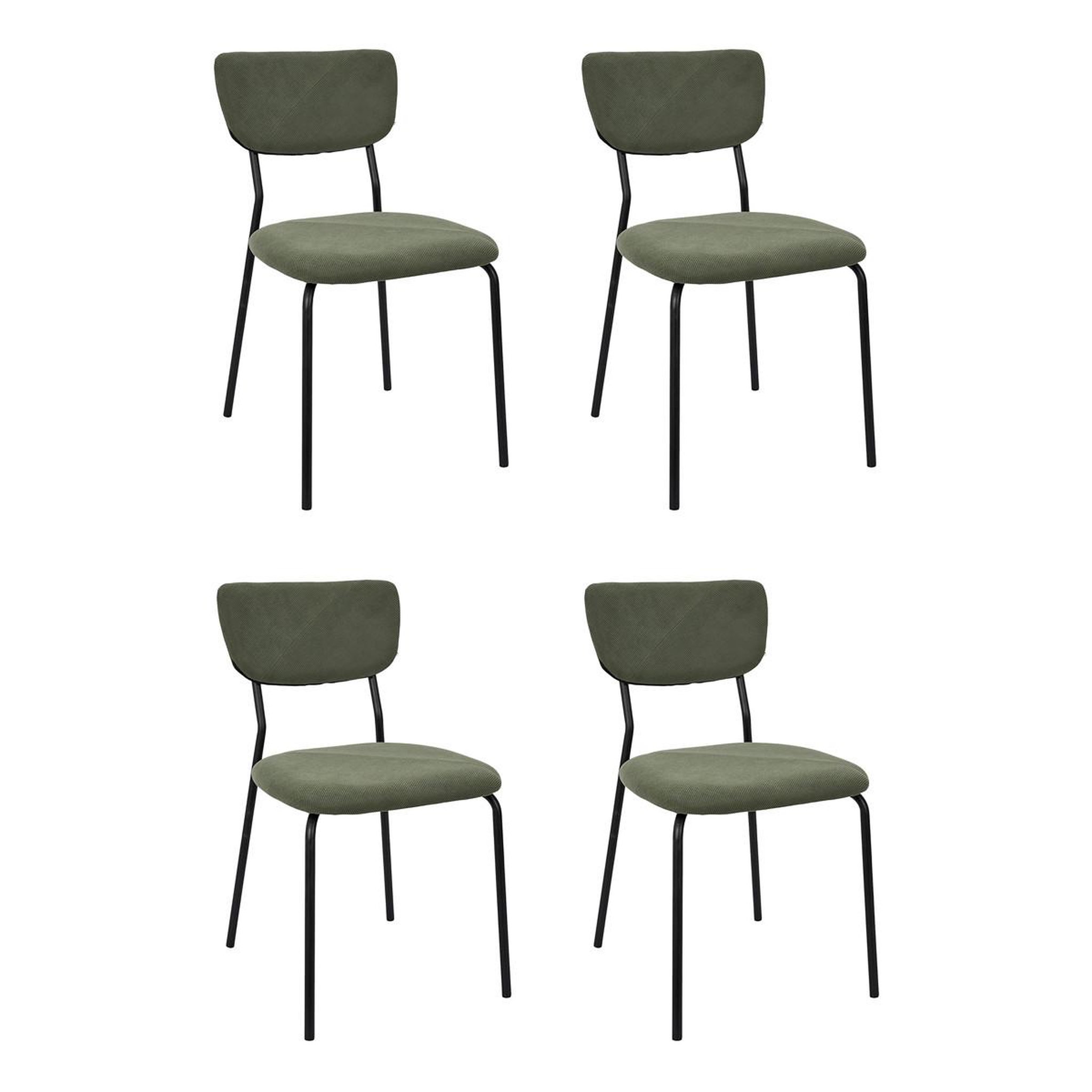 The Home Deco Factory Lot de 4 chaises côtelées  jules  78cm vert