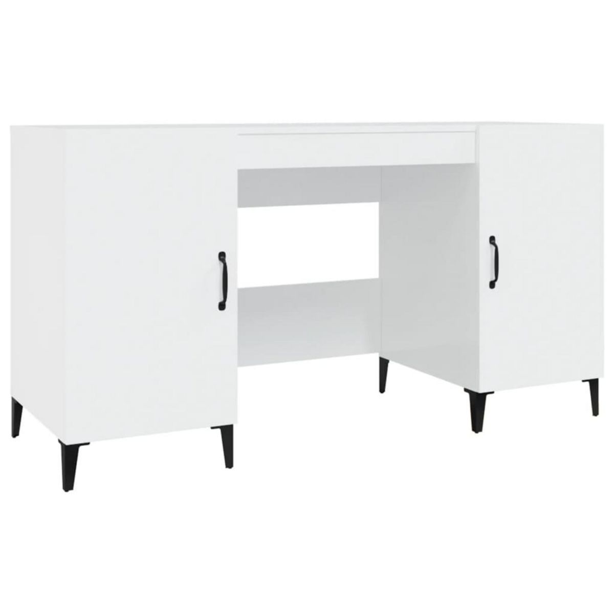 VIDAXL Bureau Blanc brillant 140x50x75 cm Bois d'ingenierie