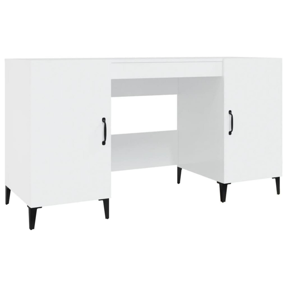 VIDAXL Bureau Blanc brillant 140x50x75 cm Bois d'ingenierie