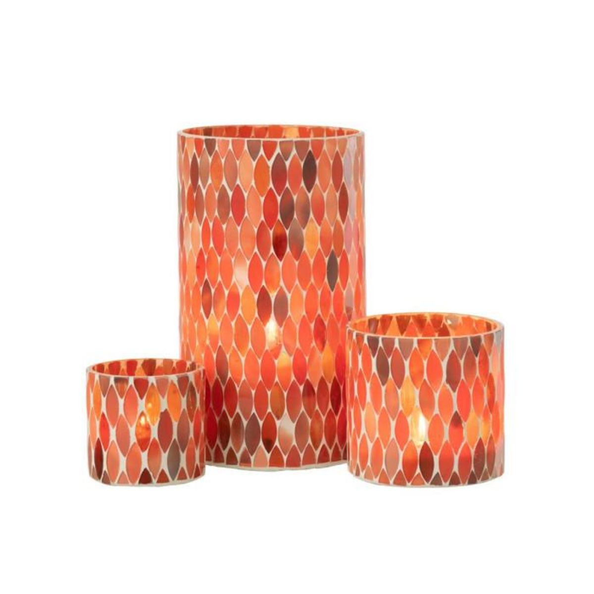 Paris Prix Photophore Design Feuille  African Desire  23cm Orange & Rouge