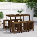 VIDAXL Ensemble de bar de jardin 7 pcs marron miel bois de pin massif