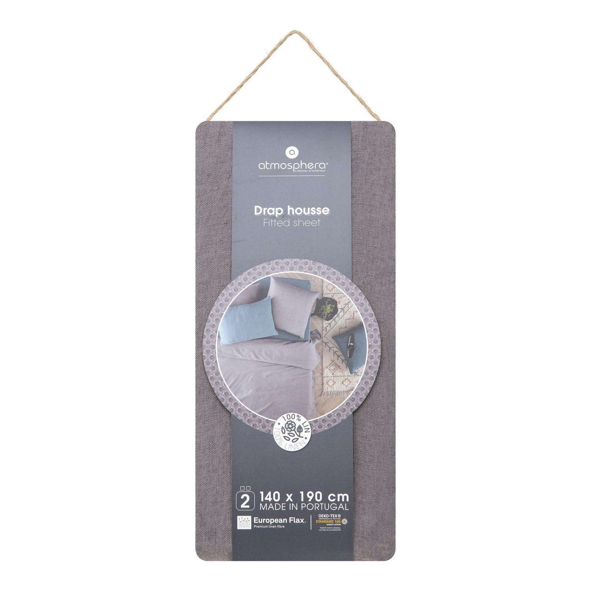 Voir la diapositive 2 : ATMOSPHERA Drap housse bonnet 30 cm 100% lin tropiques