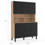 Voir la diapositive 5 : ID MARKET Buffet de cuisine 120 CM CINA 6 portes + tiroir façon hêtre et noir