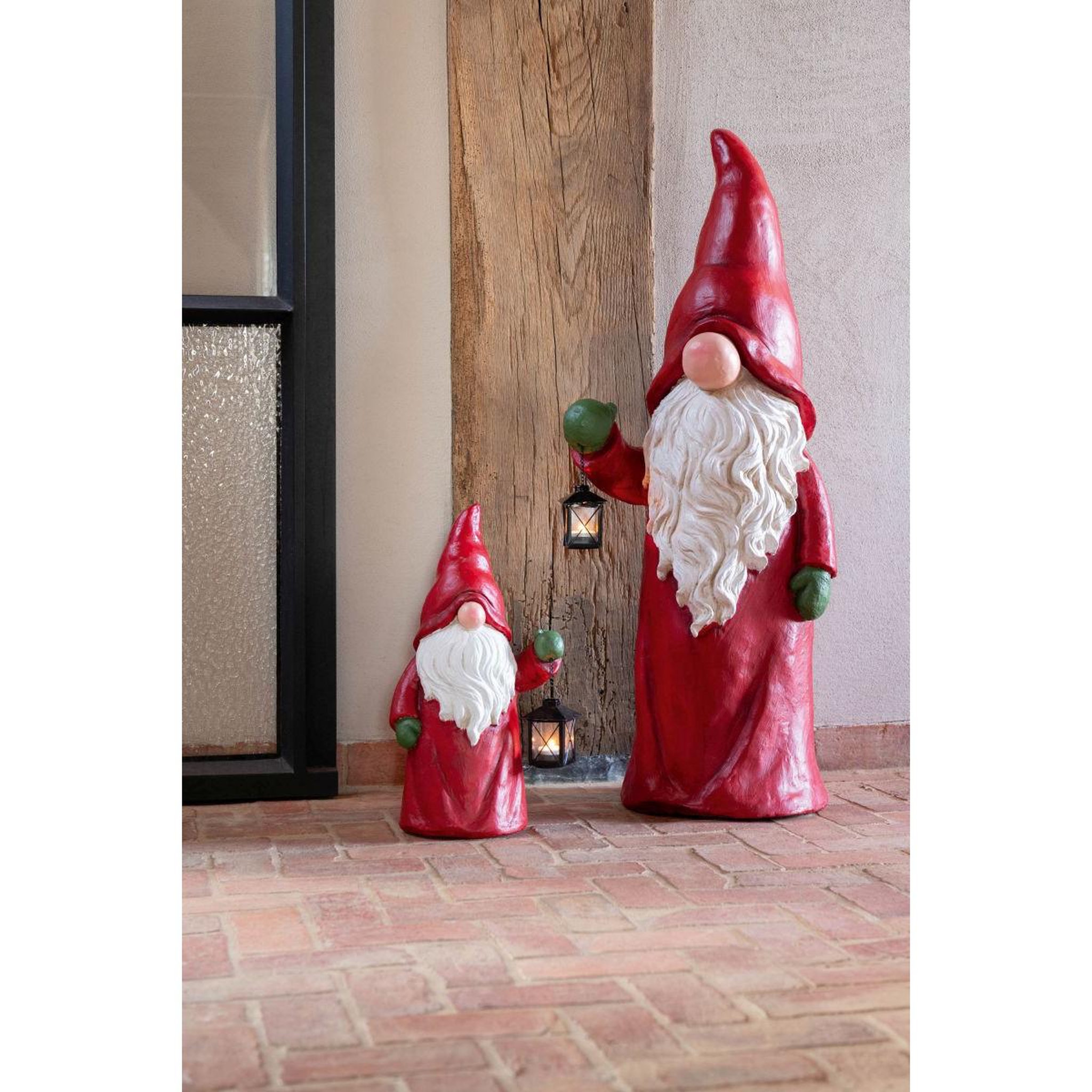 Voir la diapositive 5 : J-LINE Statuette lutin de noël  lanterne  47cm multicolore