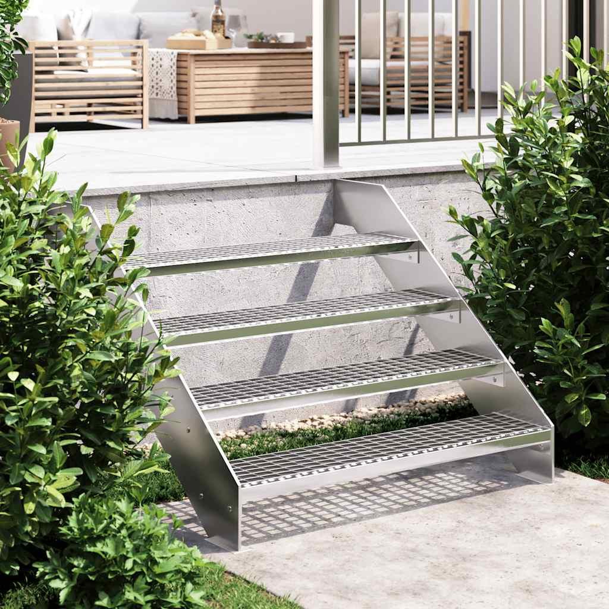VIDAXL Escalier en caillebotis 100x24x7 cm acier galvanise