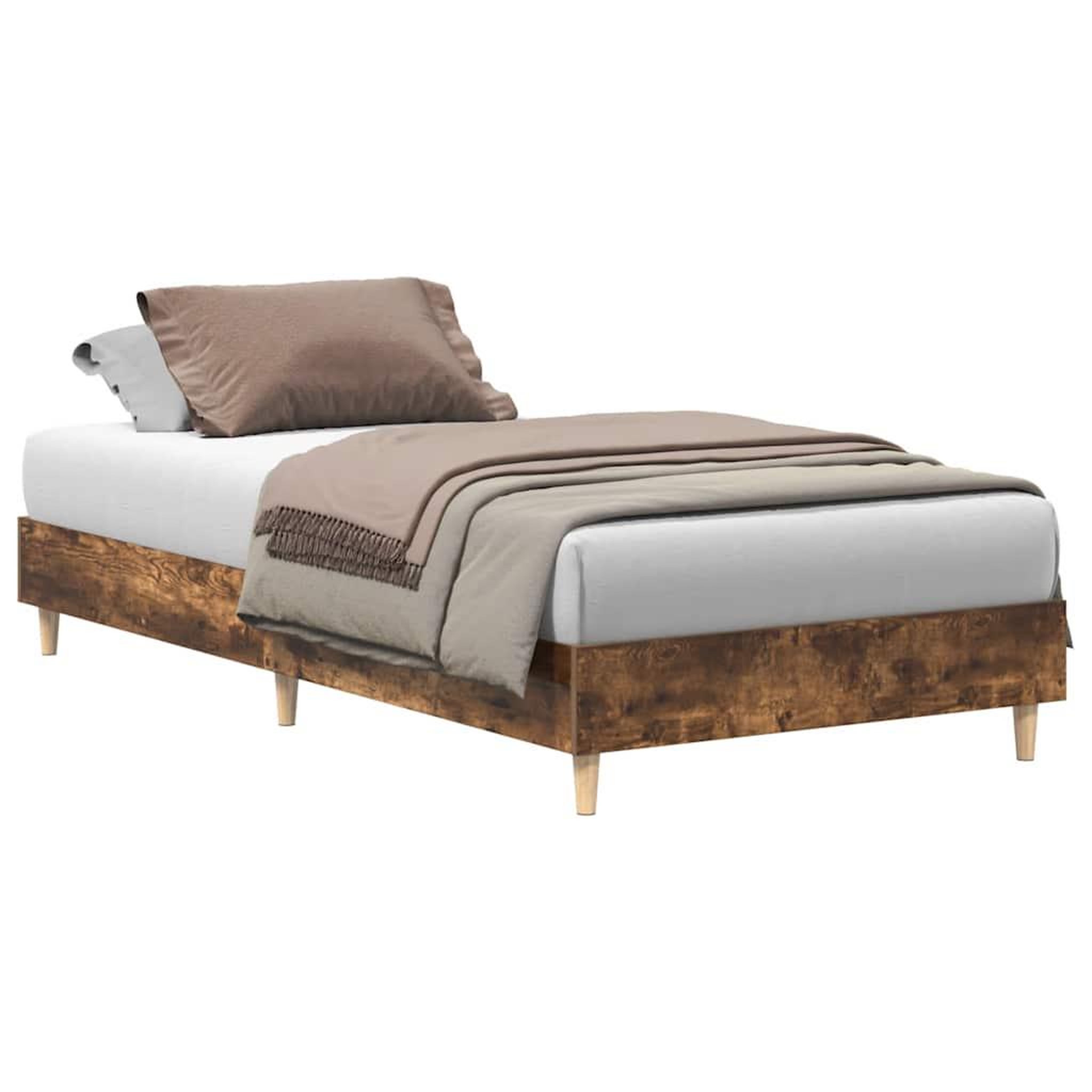 Voir la diapositive 2 : VIDAXL Cadre de lit sans matelas chene fume 90x200cm bois d'ingenierie