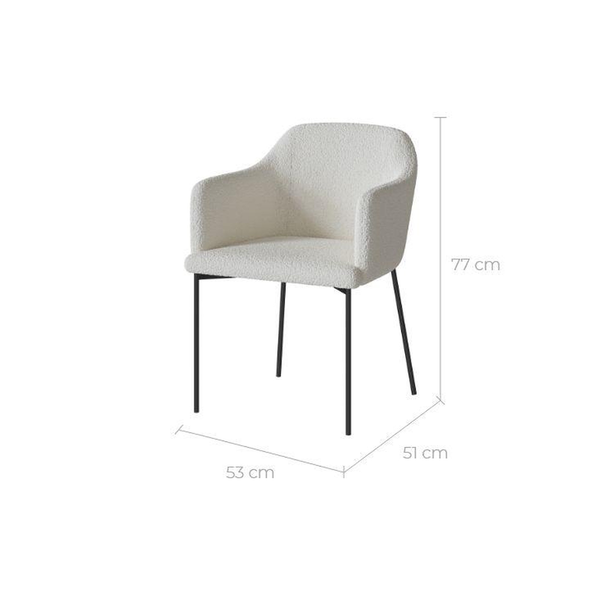 Voir la diapositive 4 : MAISON PAVANE Fauteuil blanc en tissu effet laine bouclette-glam