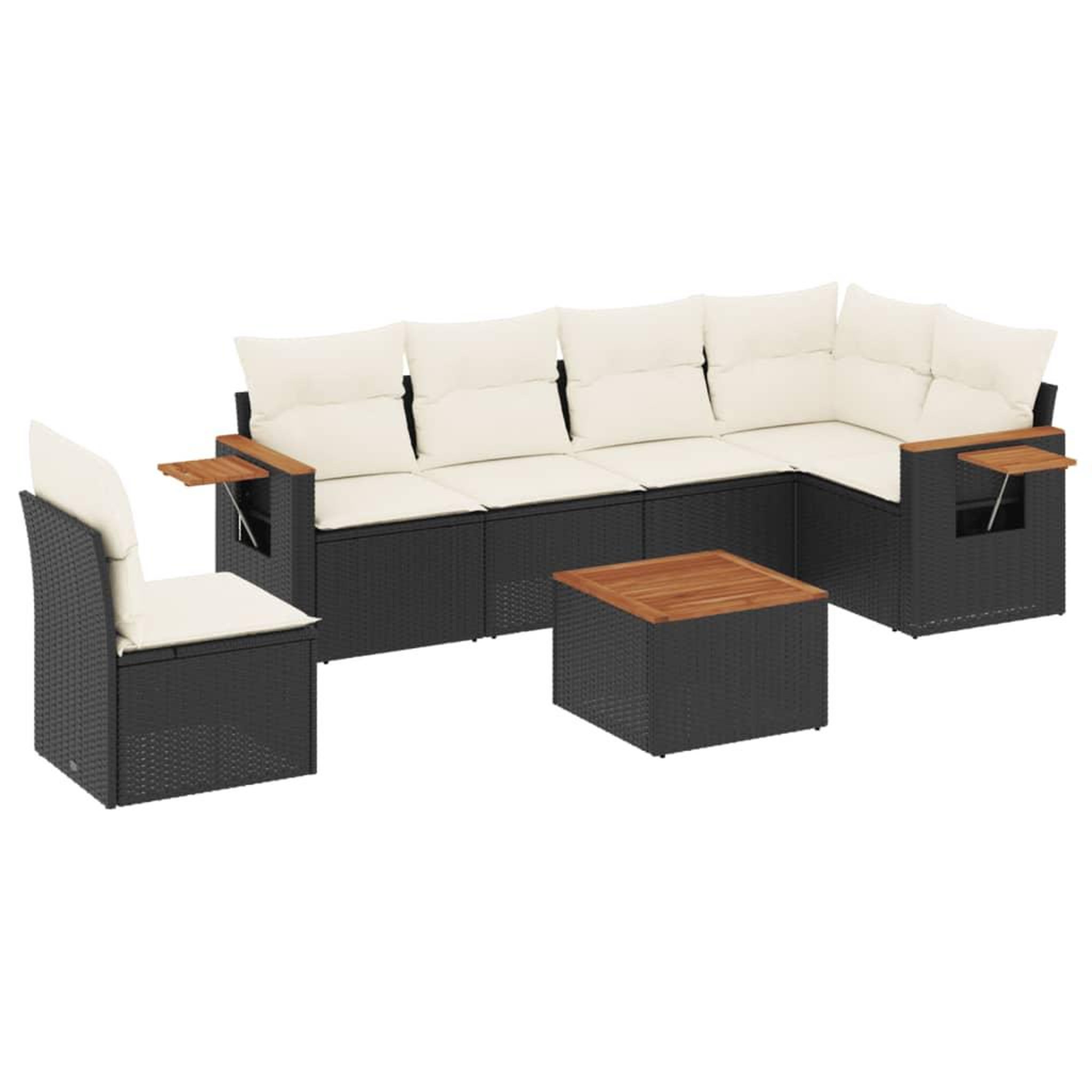 Voir la diapositive 2 : VIDAXL Salon de jardin 7 pcs avec coussins noir resine tressee