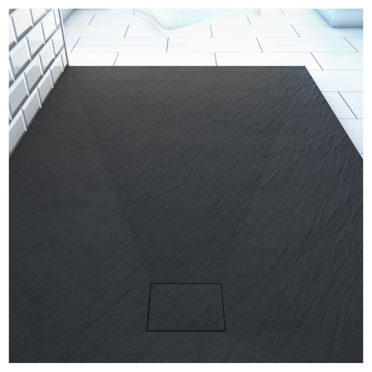 Aurlane Receveur pour douche à l'italienne extra plat aspect ardoise noire 80x120 cm - STONE 2