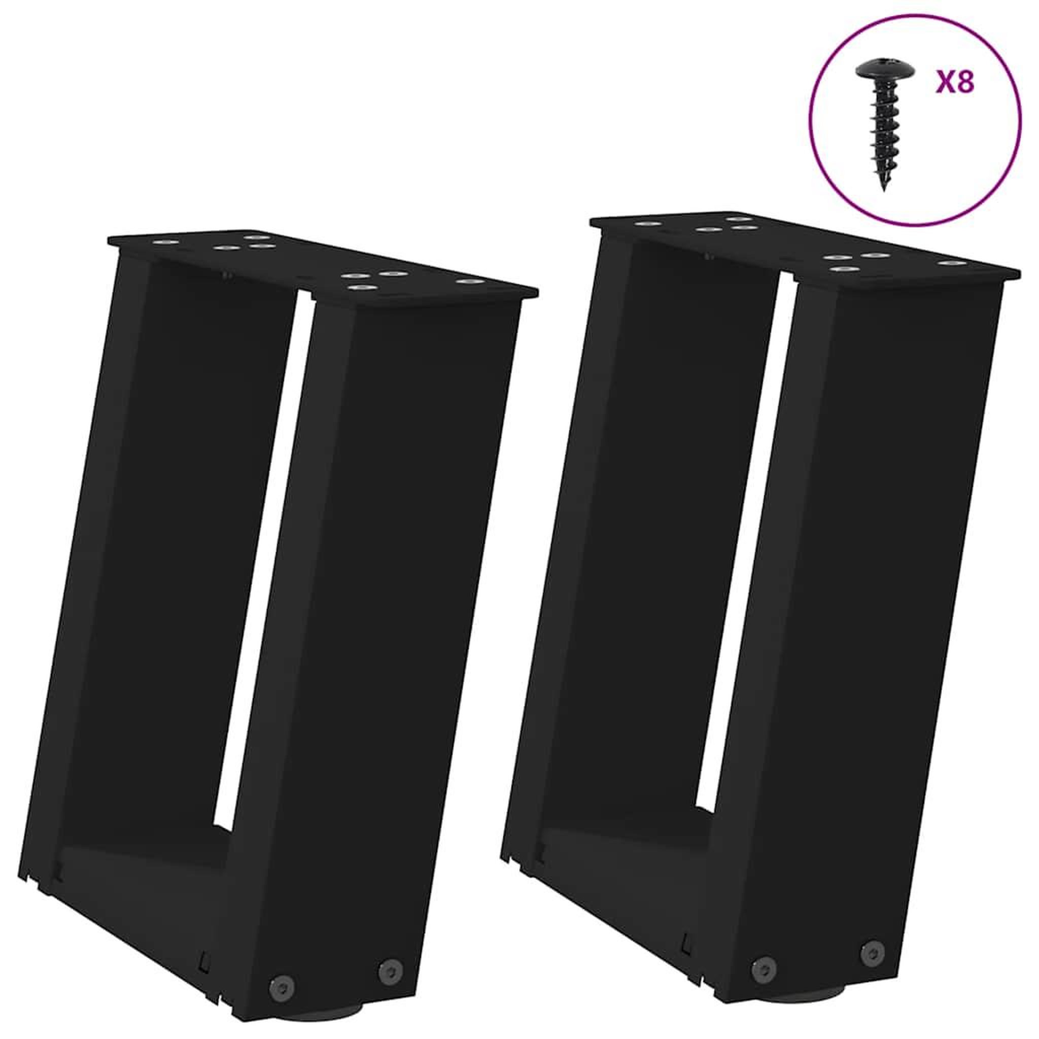 VIDAXL Pieds de table basse forme de U 2 pcs noir 30x(30-31) cm acier