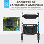 Voir la diapositive 6 : HOMCOM Déambulateur 4 roues - pliable, léger - assise, dossier, poignées ergonomiques réglables, frein à main - sacoche rangement - alu. bleu noir