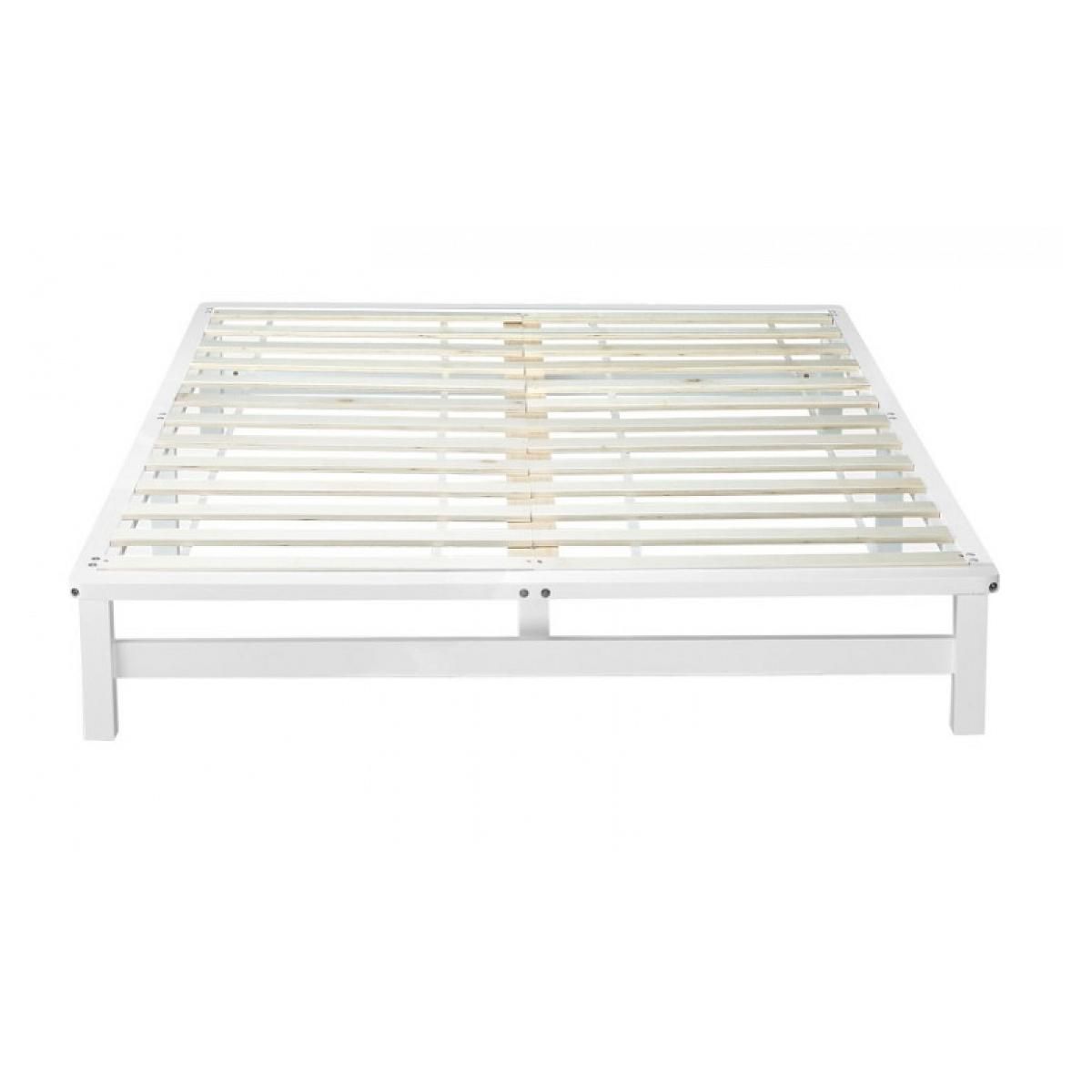 HomeStyle4U Lit palette bois 140x200cm blanc