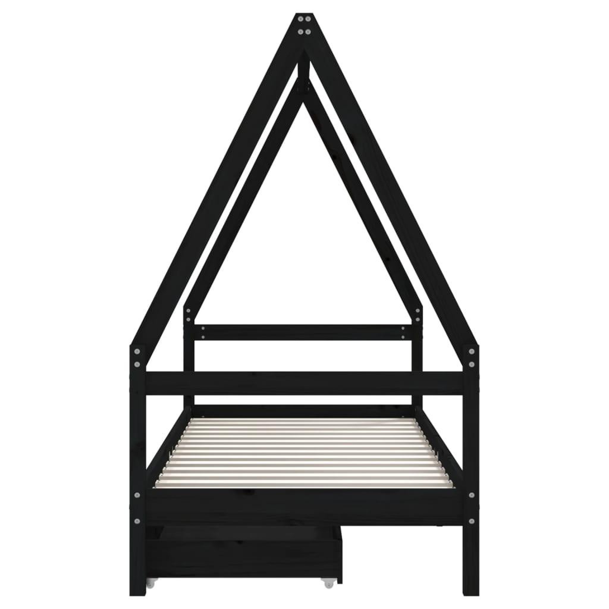 Voir la diapositive 5 : VIDAXL Cadre de lit enfant avec tiroirs noir 90x200 cm bois pin massif