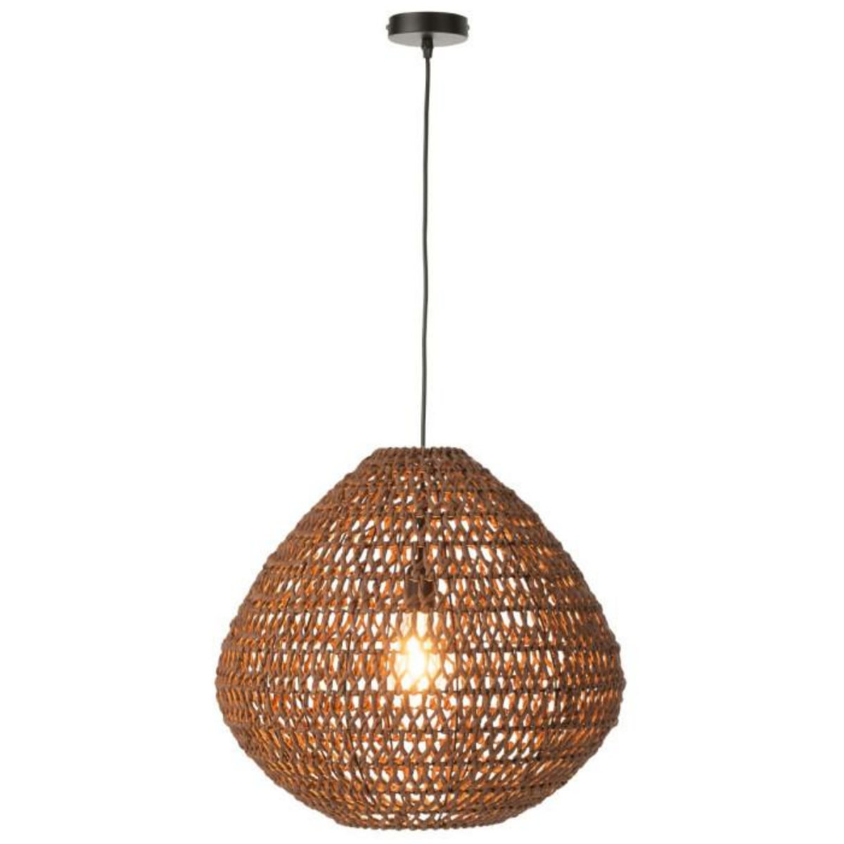 Paris Prix Lampe Suspension Torsade  Sharron  50cm Marron