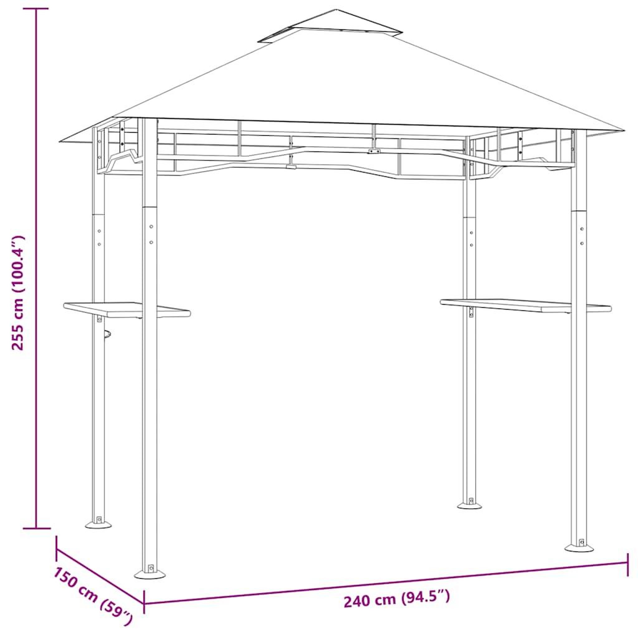 Voir la diapositive 6 : VIDAXL Belvedere de barbecue 240x150x255 cm anthracite acier