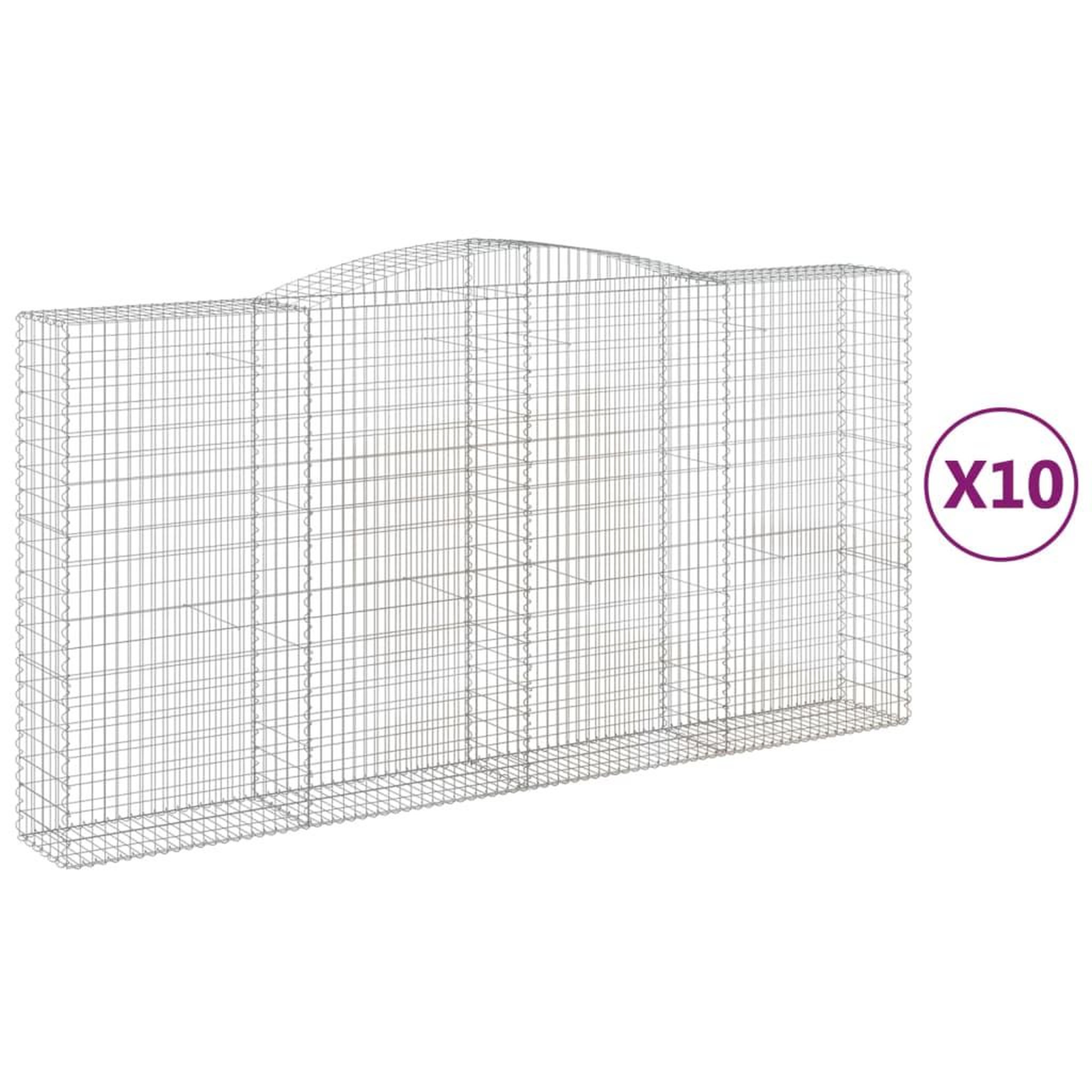 Voir la diapositive 2 : VIDAXL Paniers a gabions arques 10 pcs 400x50x200/220 cm Fer galvanise