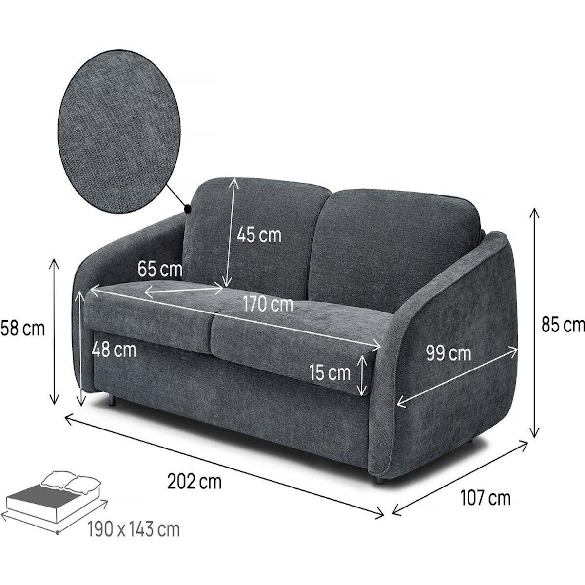 Habitat et Jardin Canapé convertible express en tissu texturé  Laurie  - Couchage 140 cm -  3 places - Gris