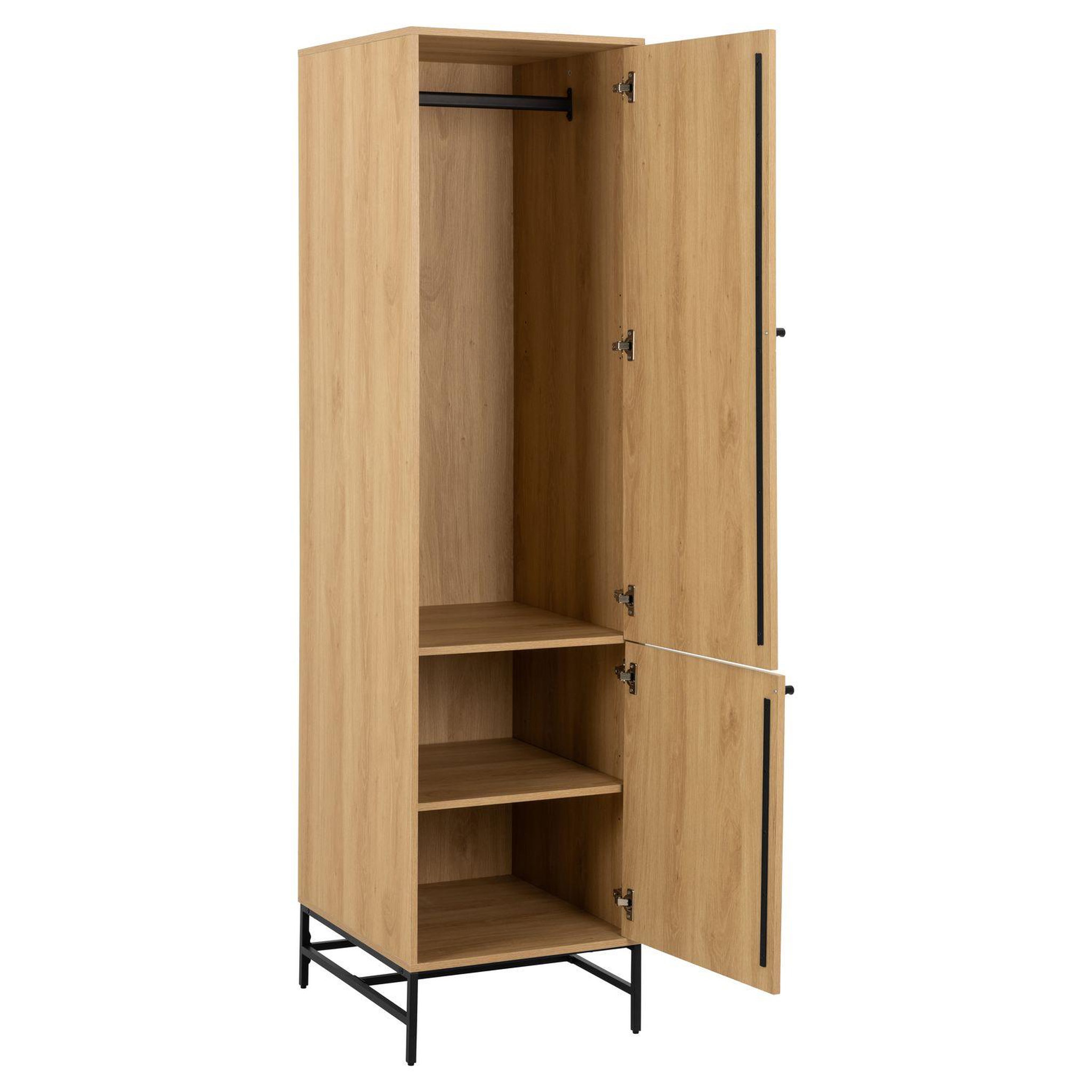 Voir la diapositive 4 : TOILINUX Armoire 2 portes et 2 étagères effet tasseaux baïkal - beige