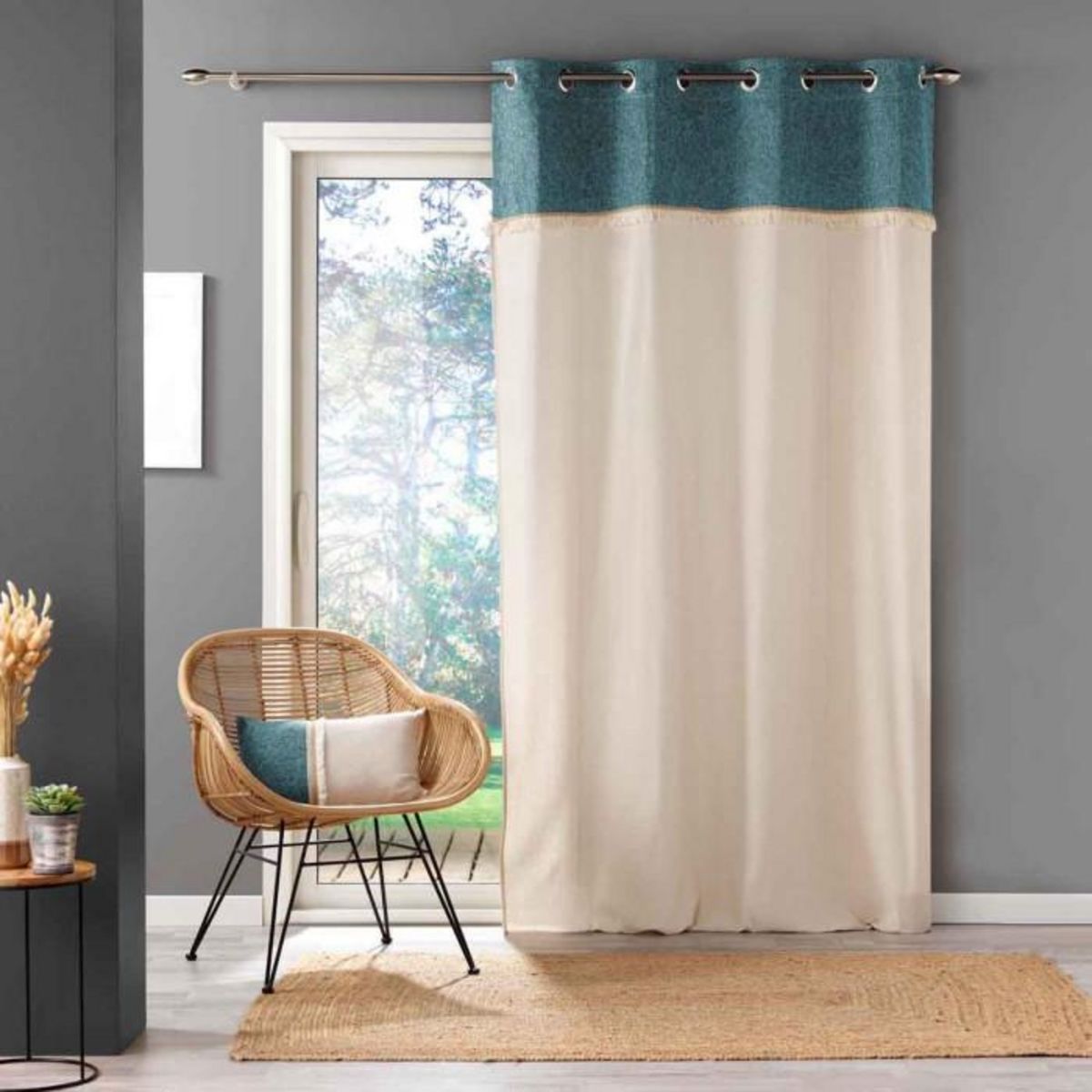 Paris Prix Rideau à Œillets  Cancun  140x240cm Bleu