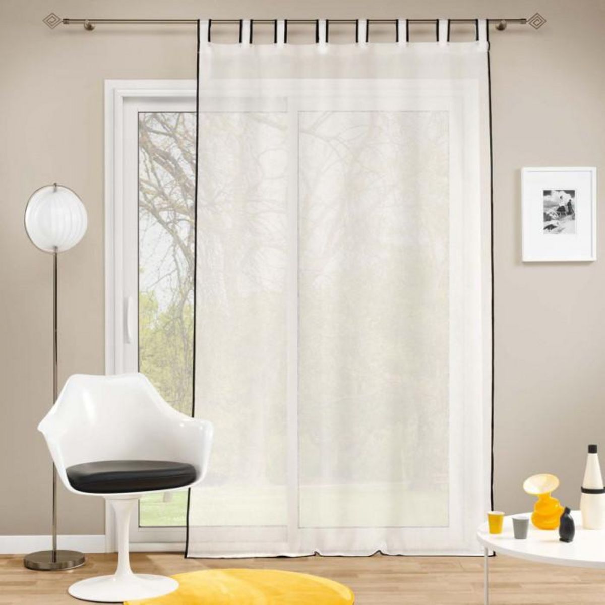 Paris Prix Rideau Voilage à Passants  Casalina  140x280cm Blanc & Noir