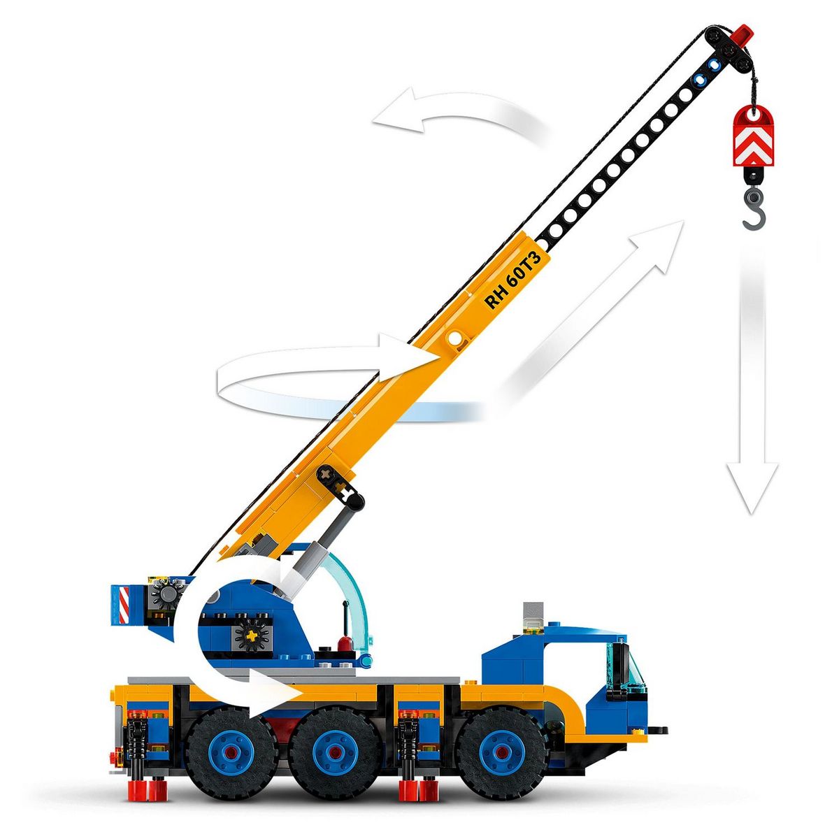 LEGO City 60324 - La Grue Mobile, Jouet Camion de Chantier, Cadeau Garçons et Filles de 7 Ans