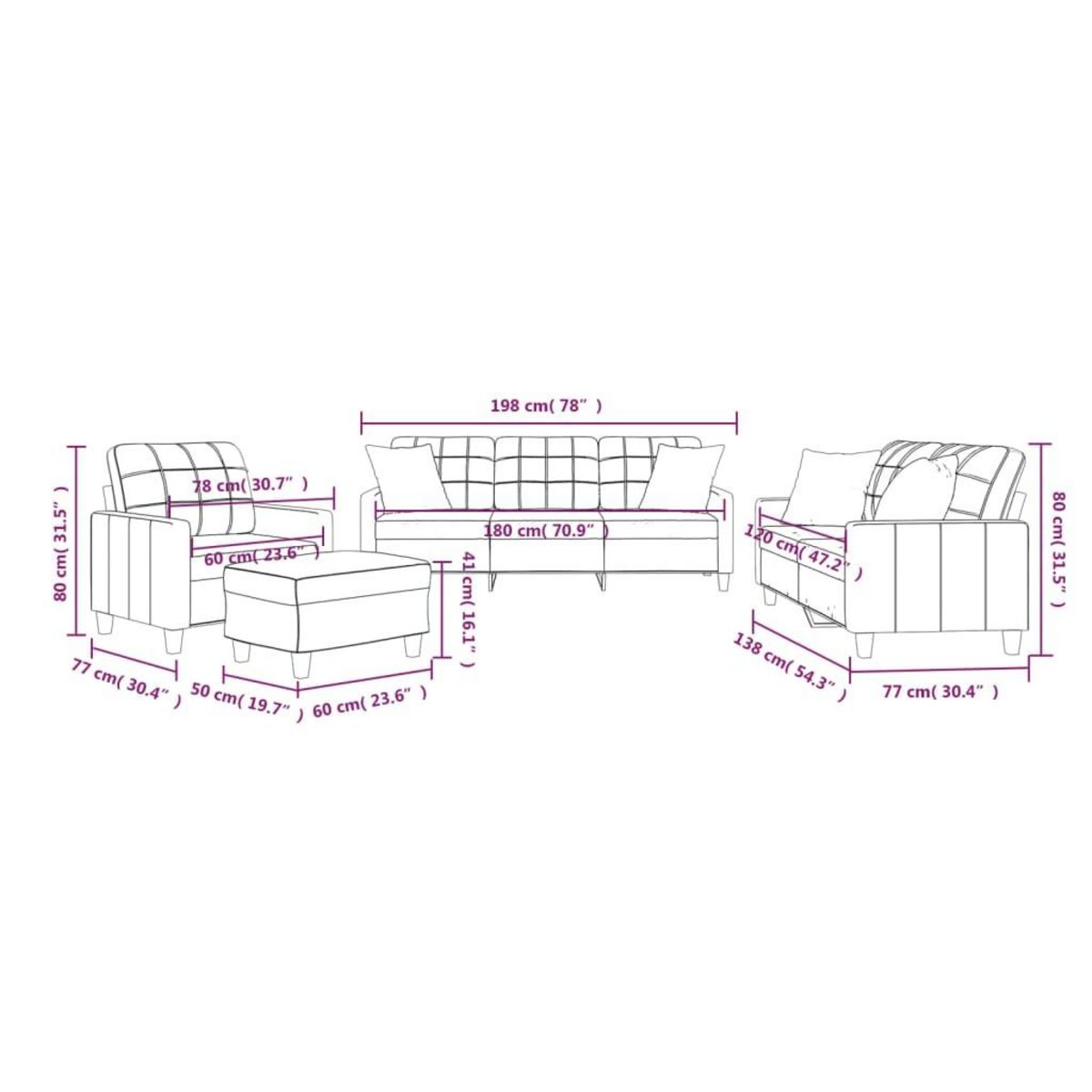 VIDAXL Ensemble de canapes 4 pcs avec coussins cappuccino similicuir