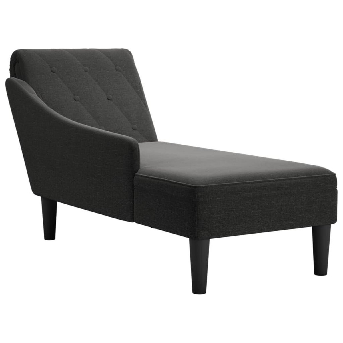 VIDAXL Fauteuil long avec coussin et accoudoir droit noir tissu