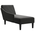VIDAXL Fauteuil long avec coussin et accoudoir droit noir tissu