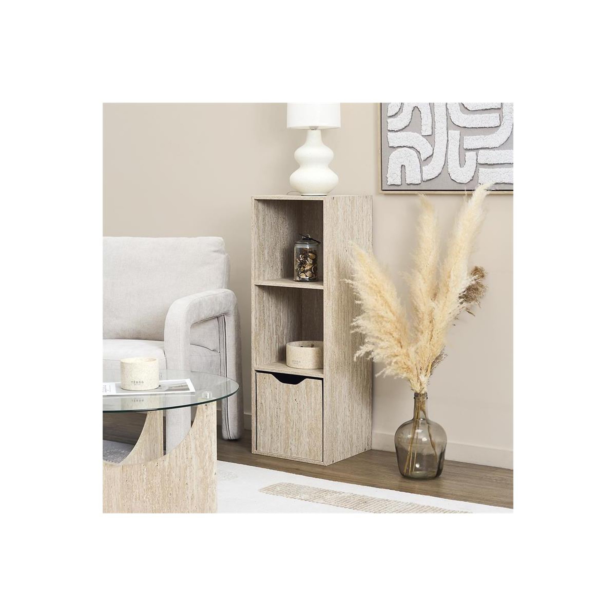 Voir la diapositive 4 : The Home Deco Factory Boîte de rangement effet travertin  pietra  30cm beige