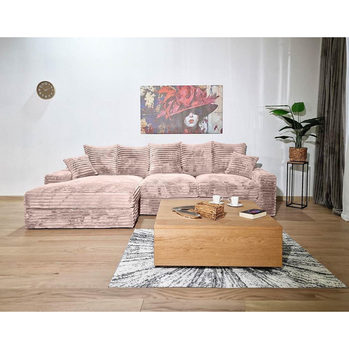 LISA DESIGN Andy - canapé d'angle gauche 5 places en fausse fourrure côtelée