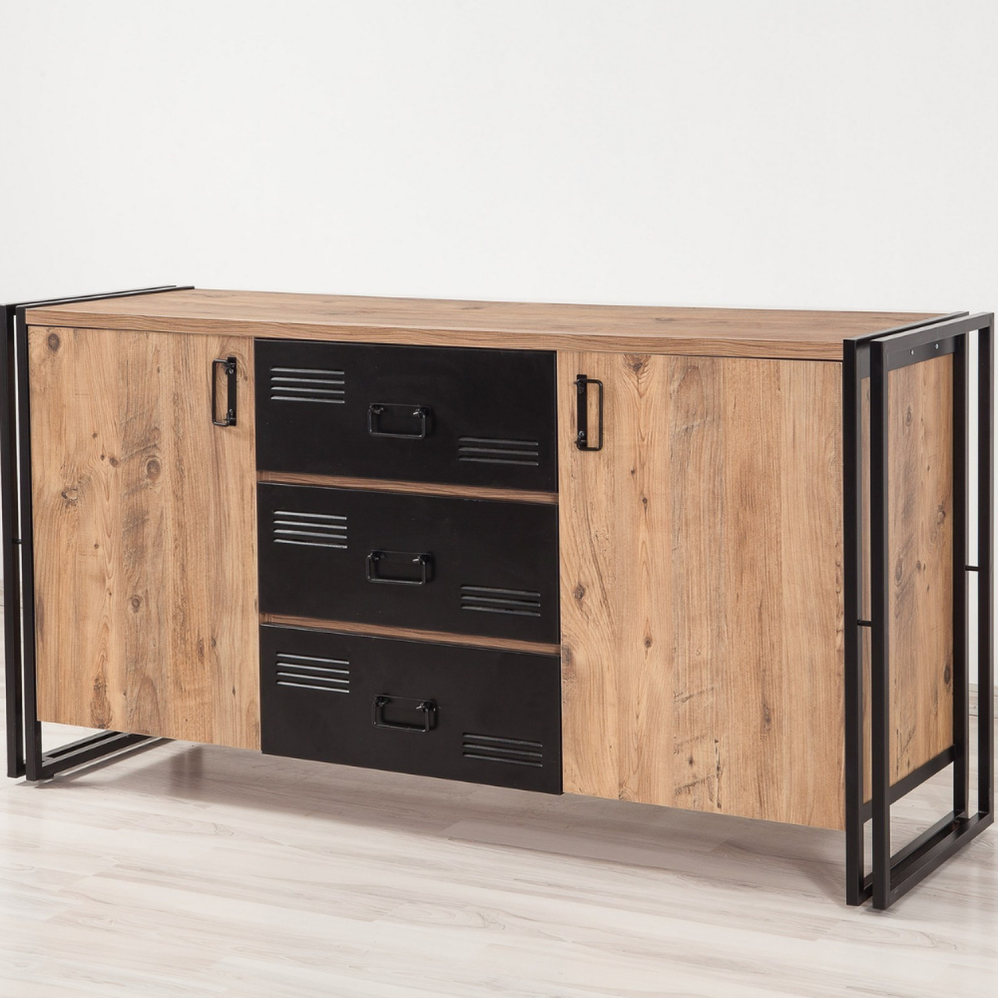 Voir la diapositive 4 : CONCEPT USINE Buffet industriel avec portes et tiroirs holen