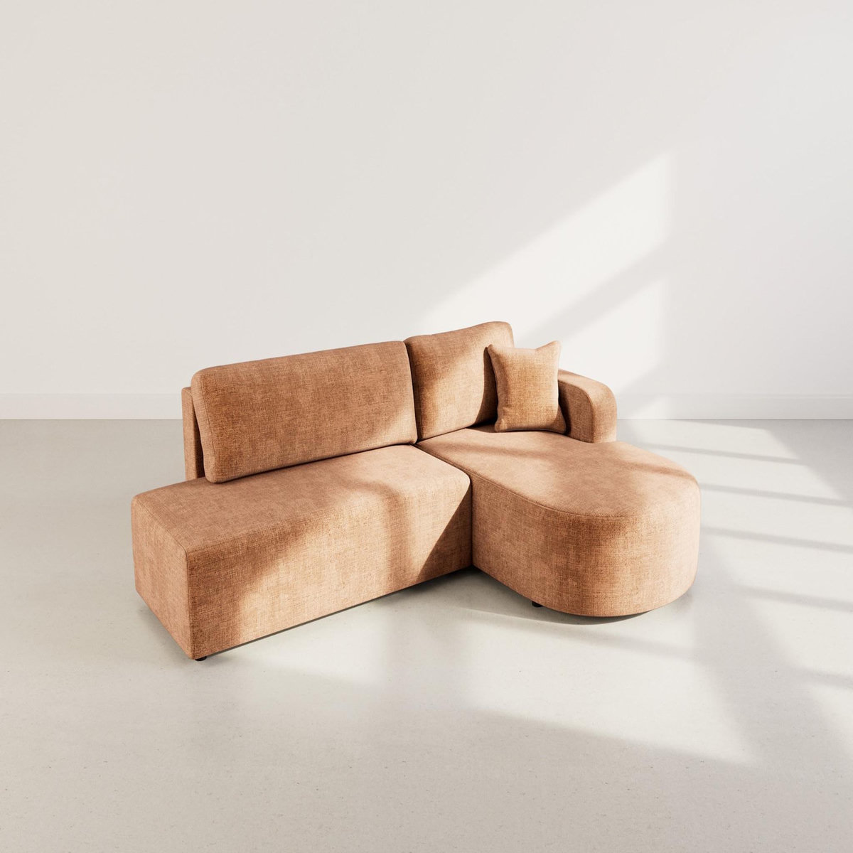 BEST MOBILIER Miro - canapé d'angle droit 4 places convertible avec coffre en velours texturé