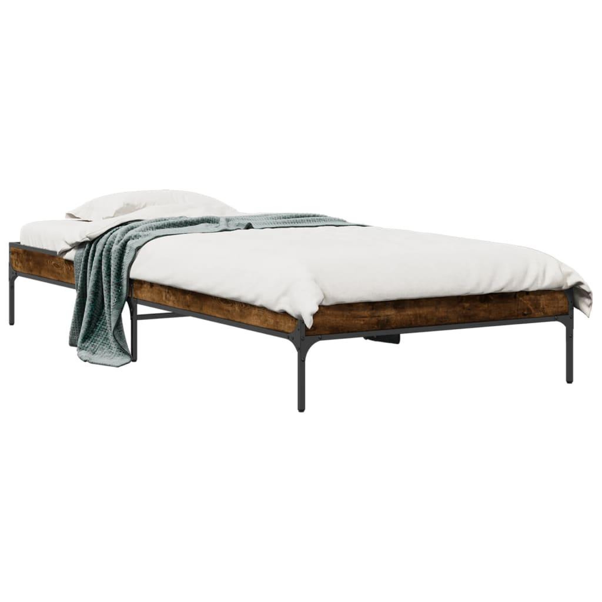 Voir la diapositive 2 : VIDAXL Cadre de lit sans matelas chene fume 90x190 cm