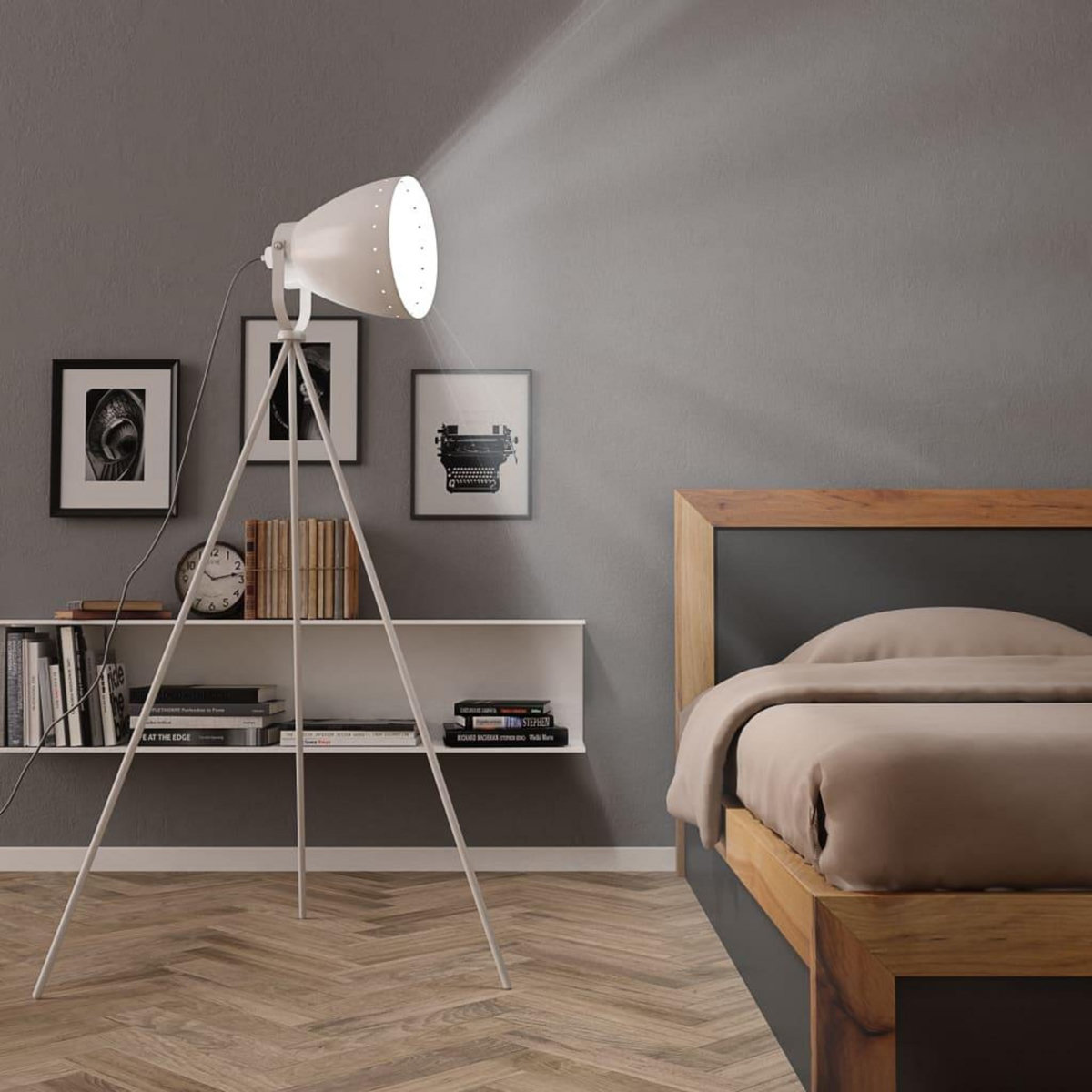 VIDAXL Lampadaire trepied Metal Blanc E27