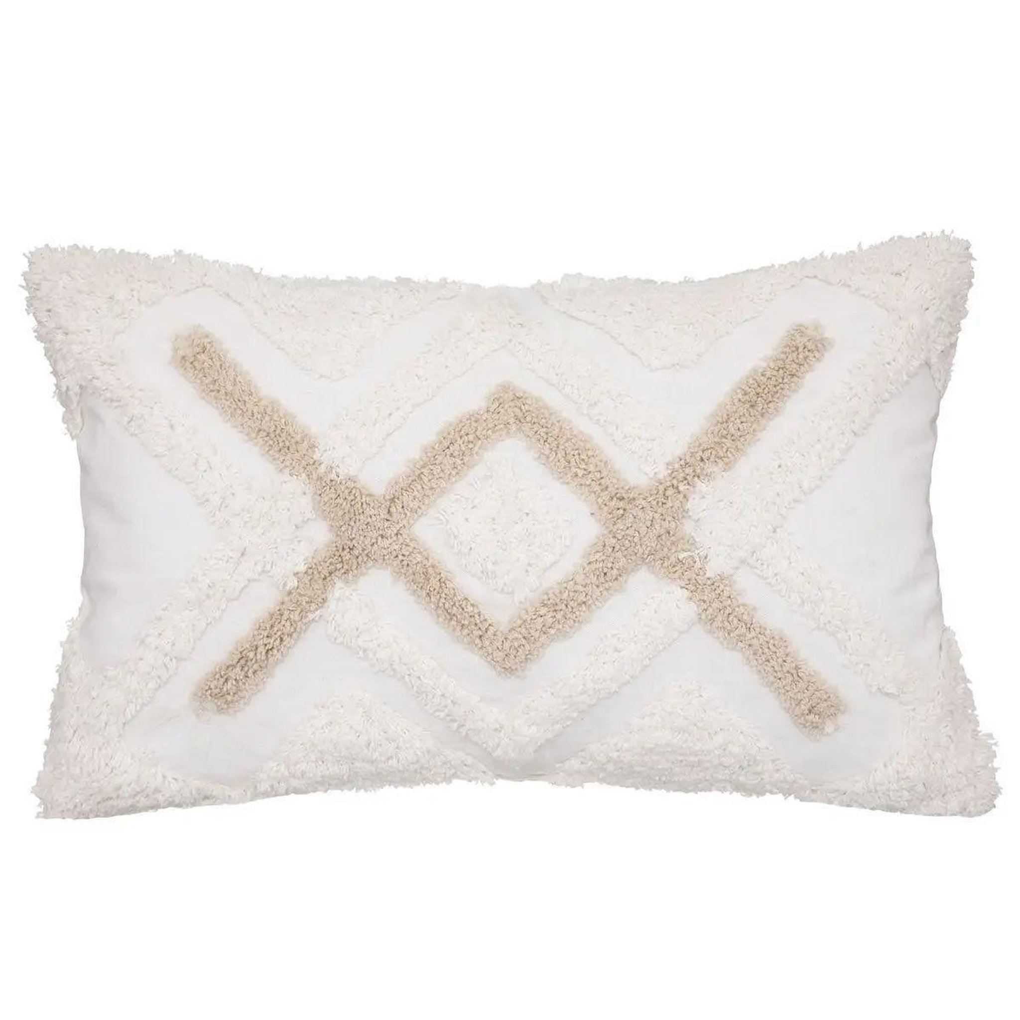 ATMOSPHERA Housse de coussin  tufté  30x50cm ivoire & lin