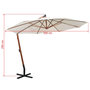 Voir la diapositive 6 : VIDAXL Parasol suspendu avec poteau en bois 350 cm blanc