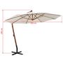 Voir la diapositive 6 : VIDAXL Parasol suspendu avec poteau en bois 350 cm blanc