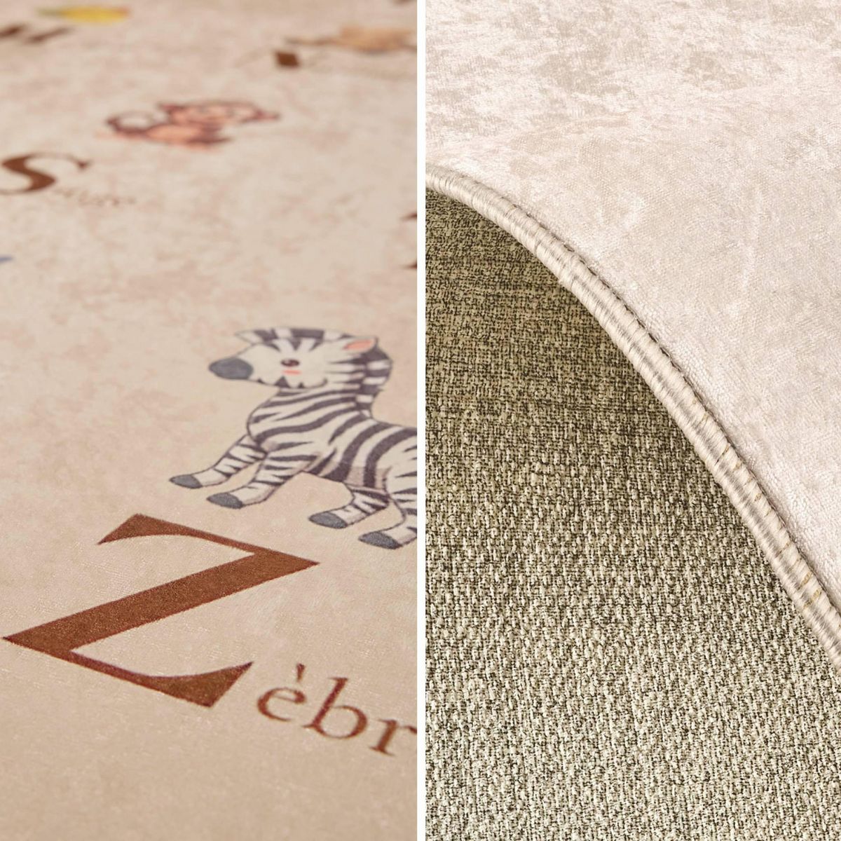 SWEEEK Tapis éducatif intérieur enfant beige imprimé abécédaire - Scoty