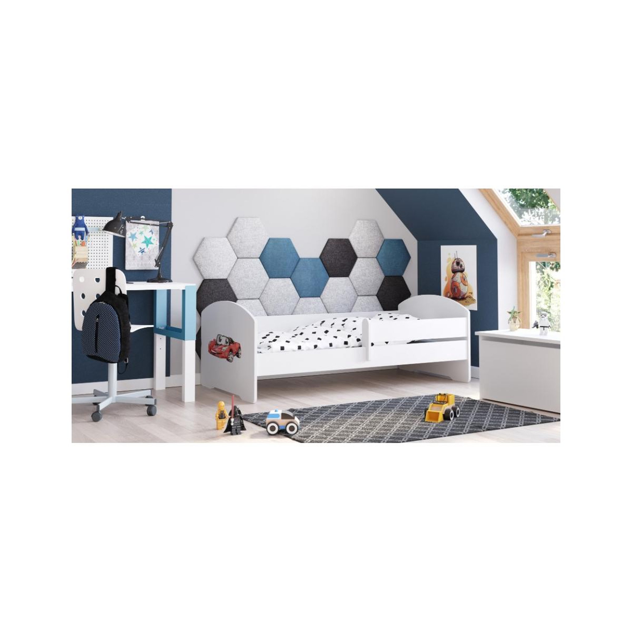 Voir la diapositive 2 : KOBI Lit enfant LUK BAR 140x70 auto avec matelas